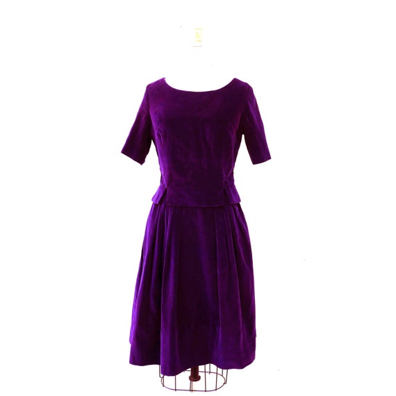 Purple Velvet Skirt Set, 1950s Separates, Velvet S