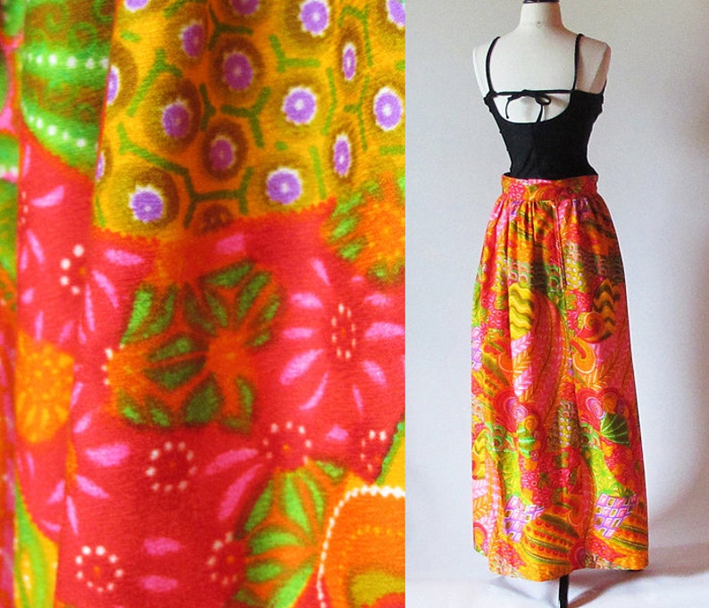 Long Hippie Skirt in a Bright Cotton Print image 5