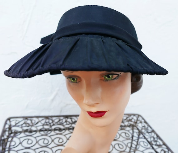 Antique Victorian Bonnet, Black Steampunk Hat - image 3