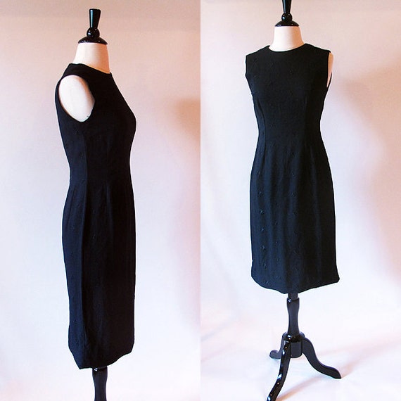 Vintage 50s Little black dress, Size S, Sleeveles… - image 1