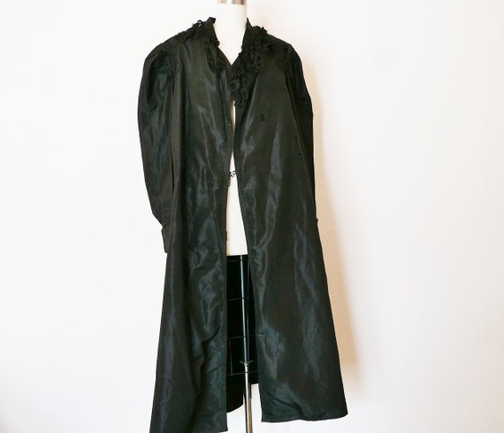 Reenactment, Antique 1800s Black Silk Mourning Coa