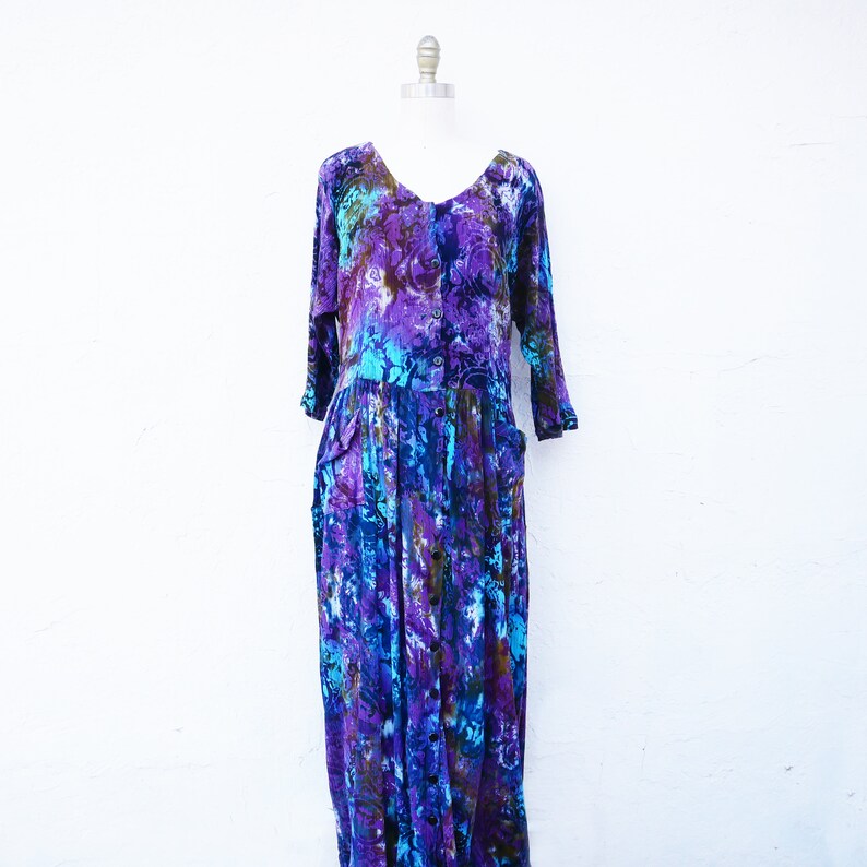 Abstract Purple Maxi Dress One Size Fits Most