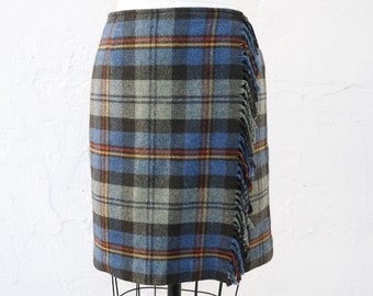 Plaid Wool Mini Skirt, Size S