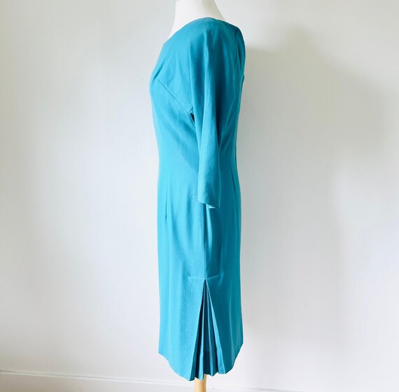 50s Turquoise Wool Dress, Size M, VFG, 50s Design… - image 9