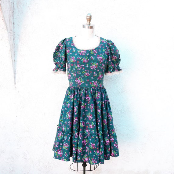 50s Swing Dress with Puff Sleeves, Size M - image 1