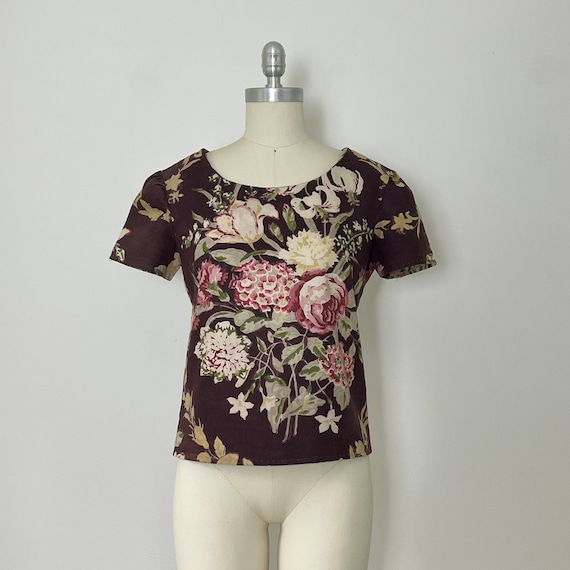 1930s Flower Print Blouse, Size S, VFG