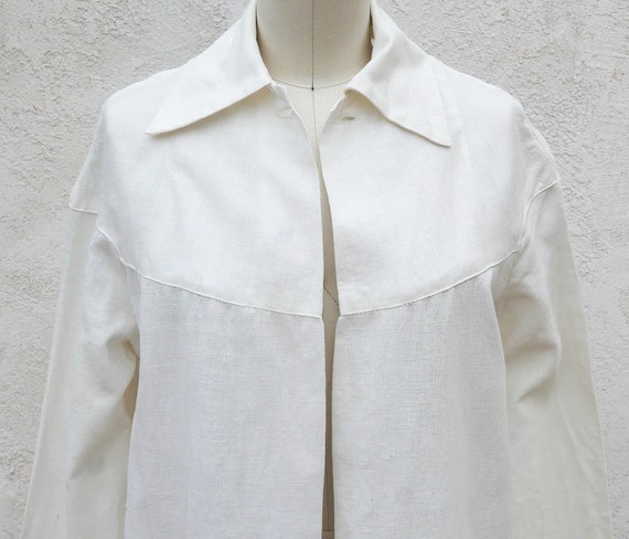 1920s Coat, White Linen Duster, Size XS - image 3