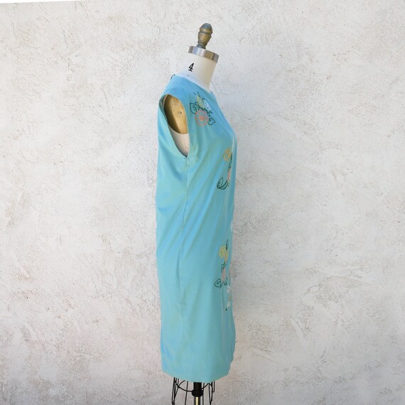 60s Mod Sky Blue Summer Shift Dress with Hand Emb… - image 4