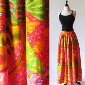 Long Hippie Skirt in a Bright Cotton Print image 1