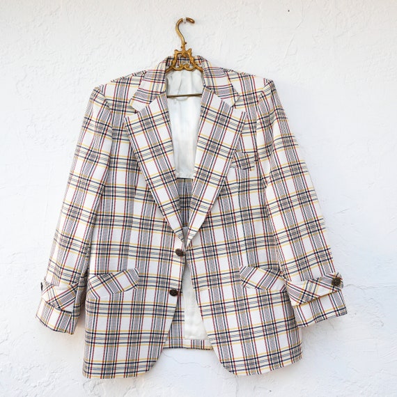1970s Plaid Sports Coat Size L