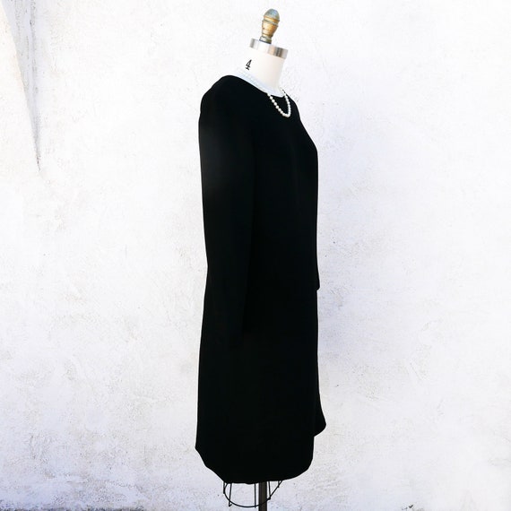 60s Little Black Dress, Size M, Long Sleeves, Sim… - image 2