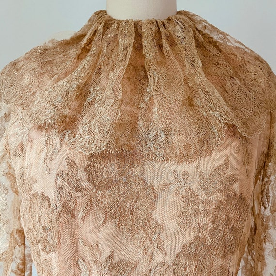 1970s Golden Evening Dress, Richilene Gown, XS, V… - image 3