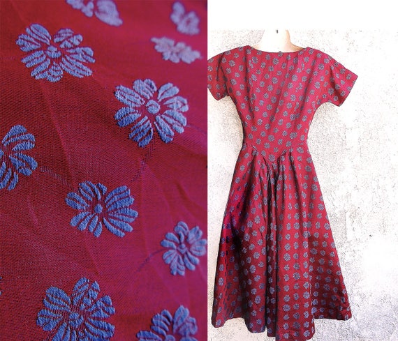 1950s Plum  Rockabilly Dress, XS - image 3