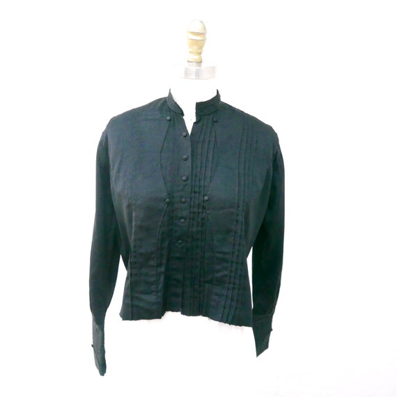 Edwardian Blouse, Steampunk Blouse in Black Silk