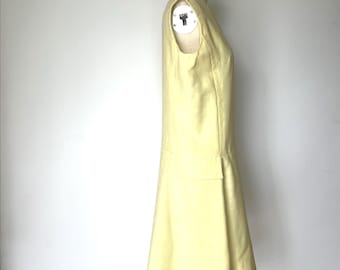 60s Pale Yellow Mod Dress Size M