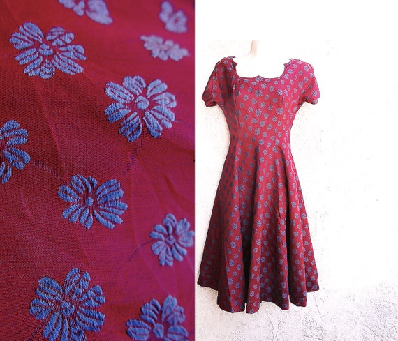 1950s Plum  Rockabilly Dress, XS - image 1