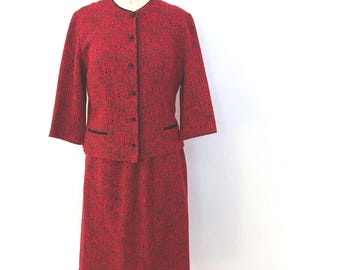 60s Knit Skirt Suit, Size M, VFG