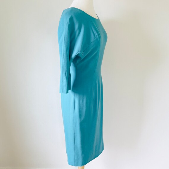 50s Turquoise Wool Dress, Size M, VFG, 50s Design… - image 3