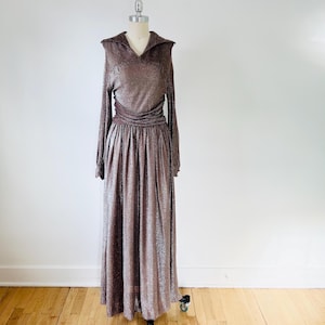 60s Metallic Knit Maxi Dress, Size XS