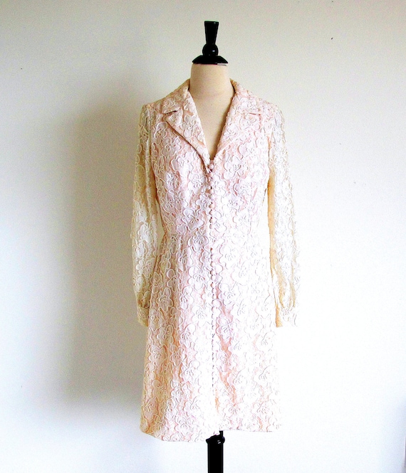 jack bryan dress designer 1960s Ecru Corded Lace Dress, Designer Jack Bryan, VFG