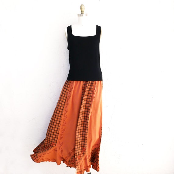 Rusty Orange Long Panel Boho Skirt