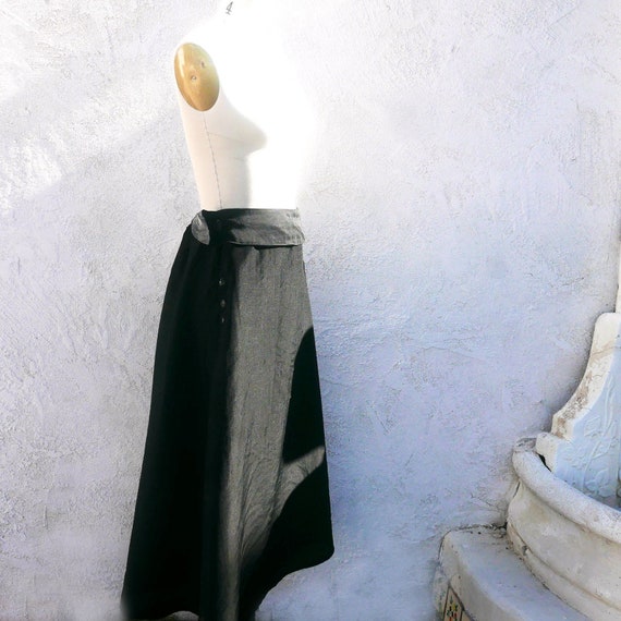 1900s Long Edwardian Skirt, Black Silk Victorian