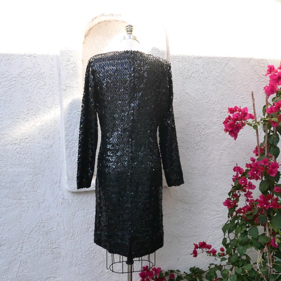 80s Sequin Disco Dress, Size M, Black Sequin Dress - image 5