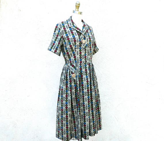 1950s Day Dress, Small Size, Novelty Print Cotton… - image 6