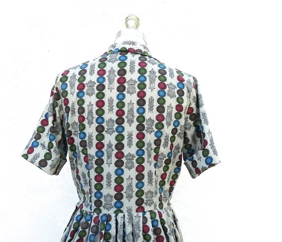 1950s Day Dress, Small Size, Novelty Print Cotton… - image 9