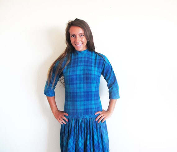50s Plaid Wool Dress by Jonathan Logan