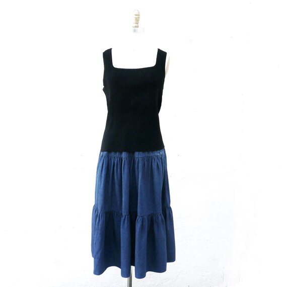 Boho Tiered Blue Jean Skirt