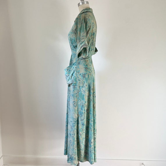 50s Zip Up Silk Hostess Dress, XS, 1950s Dressing… - image 10
