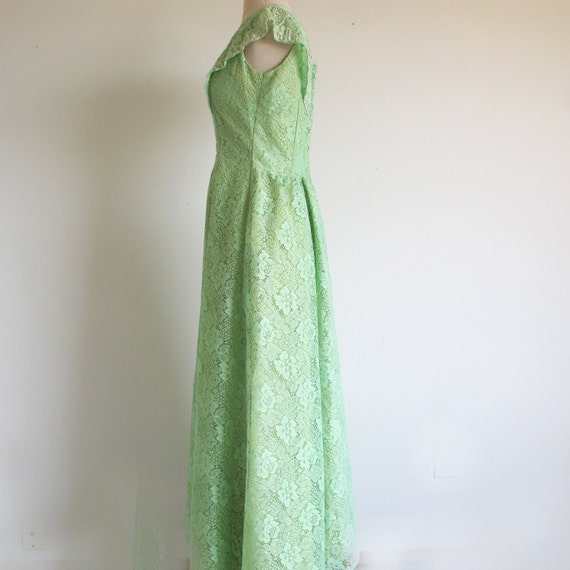 70s Green Lace Dress - image 5