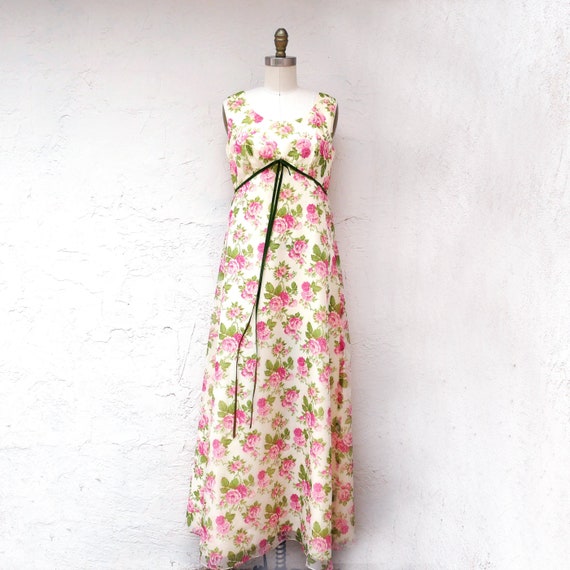 60s Floral Prom Dress, Size M Bridesmaid dress - image 1