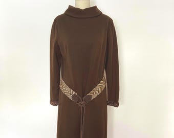 60s Brown Wool Dress