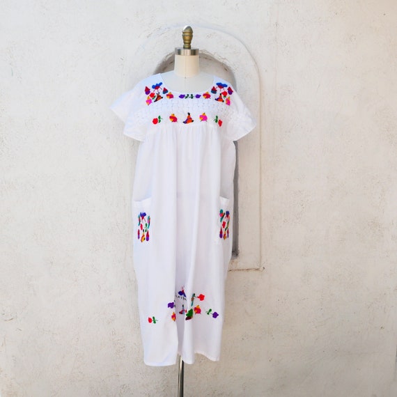 White Cotton Embroidered Summer Dress