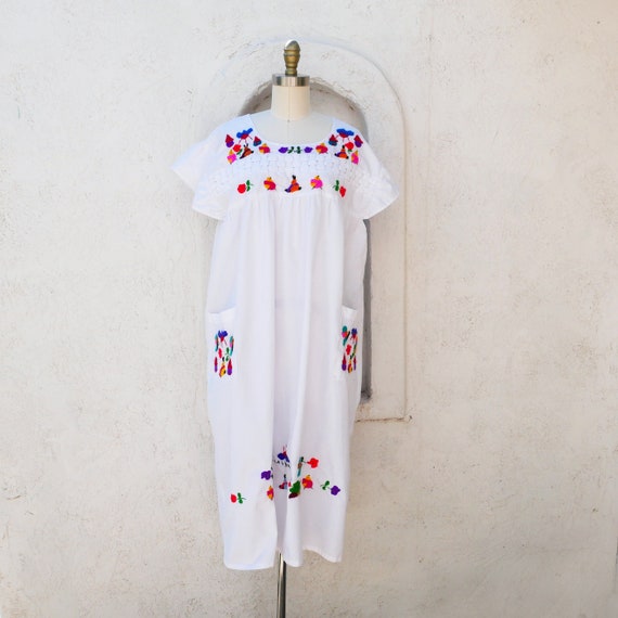 White Cotton Embroidered Summer Dress - image 1