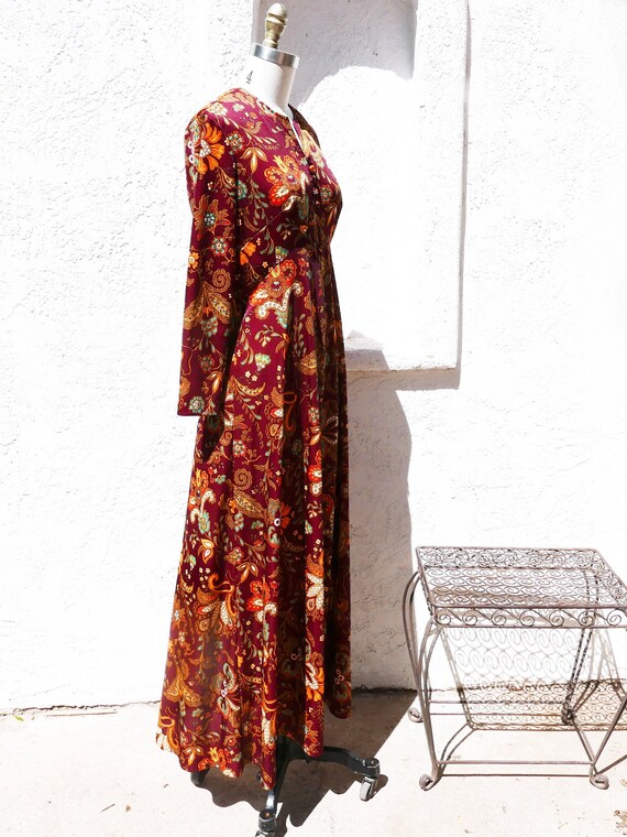 Alex Coleman 60s Mod Hippie Maxi Dress, Empire Waist Floral Print Dress