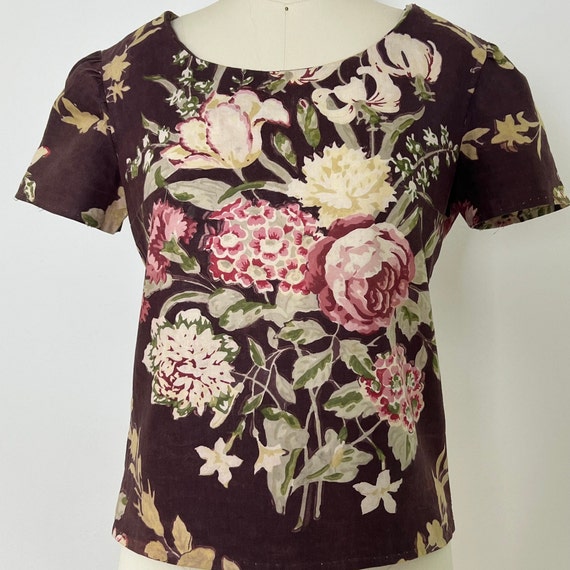1930s Flower Print Blouse, Size S, VFG - image 3