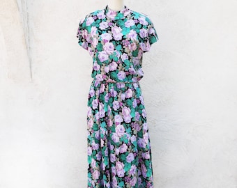 1980s Floral Dress