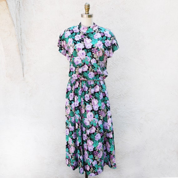 1980s Floral Dress