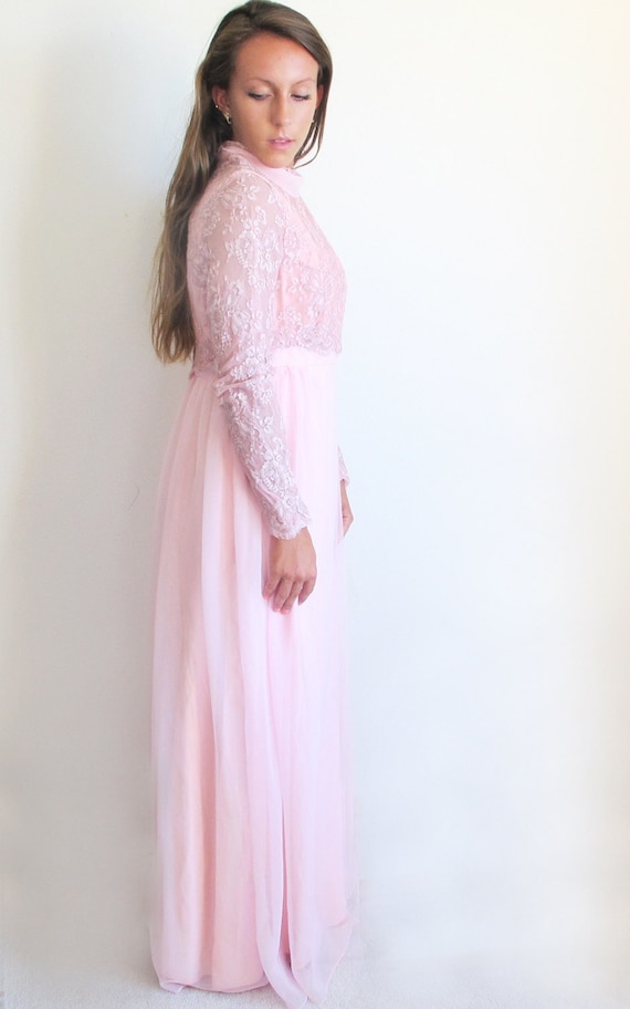 Pink Wedding Dress,Long Sleeve Dress with an Empi… - image 1