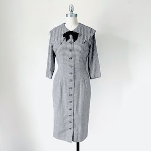 1940s Button Down Portrait Collar Day Dress, Size S, VFG