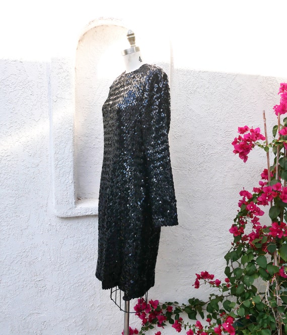 80s Sequin Disco Dress, Size M, Black Sequin Dress - image 7