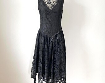 black lace semi formal dresses 50s Dress, Size S black lace dress mini