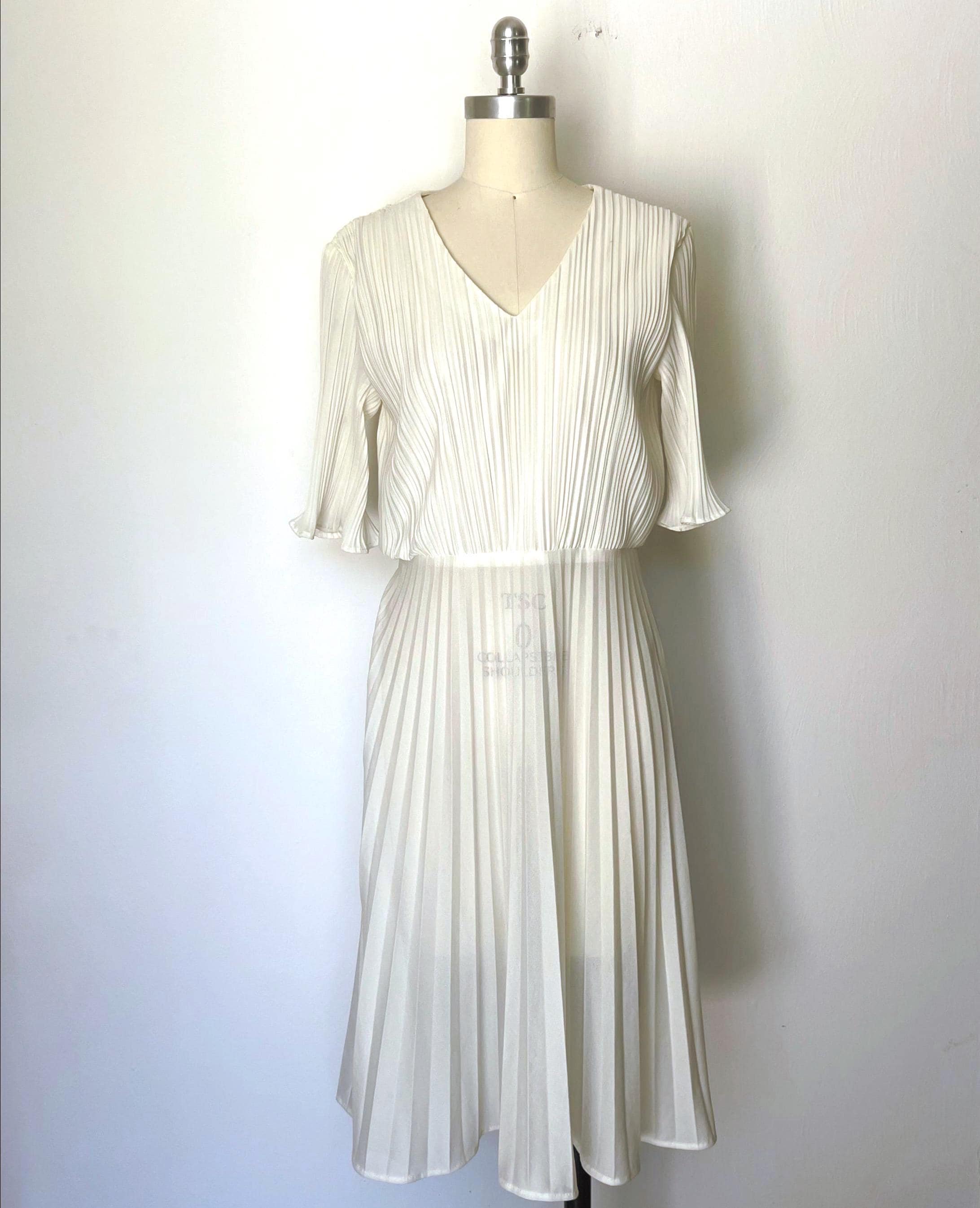 Ivory Pleated Day Dress