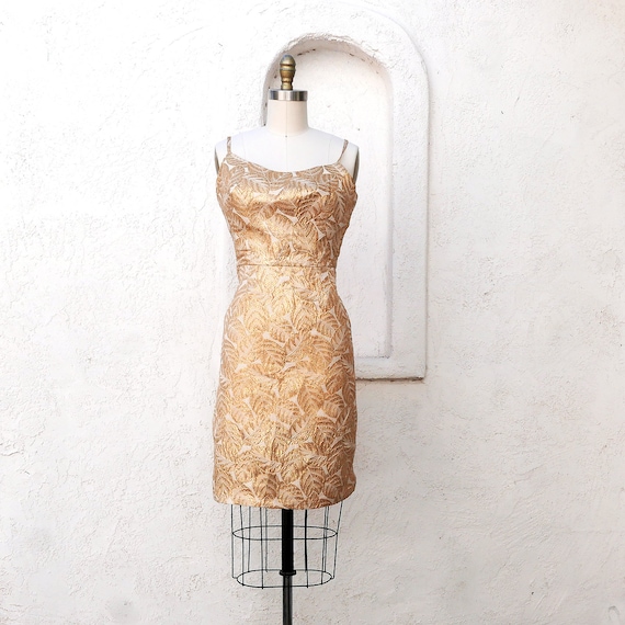 Gold Wiggle Dress, 1950s Pinup Dress, 50s Evening
