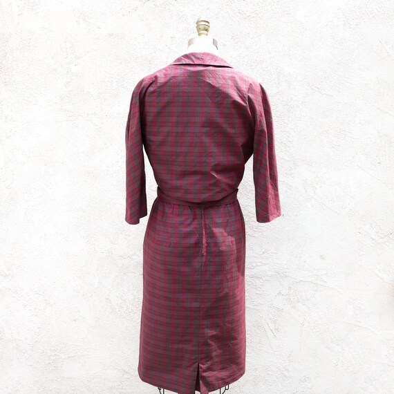 Cotton Plaid Dress, Size S, with Matching Jacket - image 9
