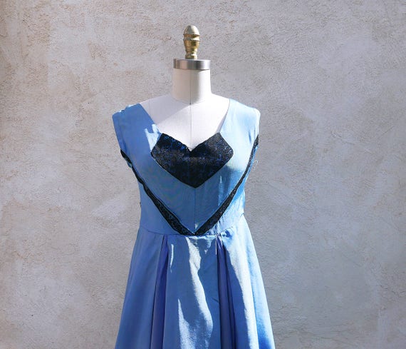 Blue 50s Dance Dress - image 4