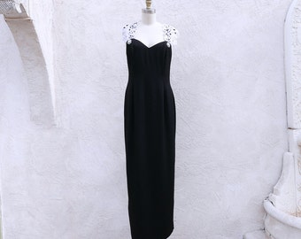 Black Evening Gown, Size M, Sweetheart Neckline, Jessica McClintock Dress, VFG